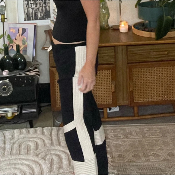 vintage y2k ecuadorian black and white cotton embellished joggers sz large - Picture 4 of 14